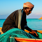 **

"A weathered Somali fisherman in fully clothed, modest attire, mending his nets on a simple wooden boat at sunrise, the calm turquoise water reflecting the vibrant sky, fishing village in the distant background, perfect anatomy, correct proportions, natural pose, well-formed hands, proper finger count, natural body proportions, high-resolution, professional photography, safe for work, appropriate content, family-friendly, professional."

**